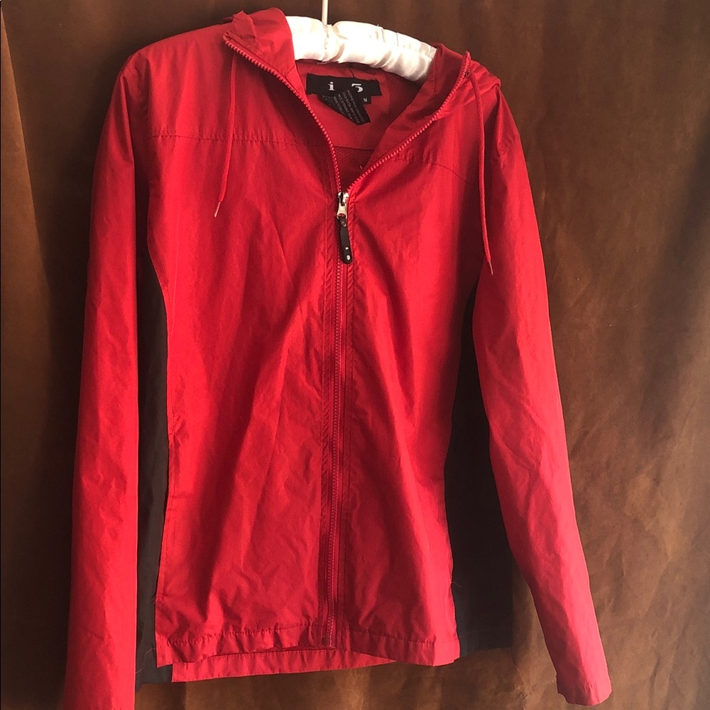 Women's Red Hooded Utility Jacket - Lightweight Everyday Layer